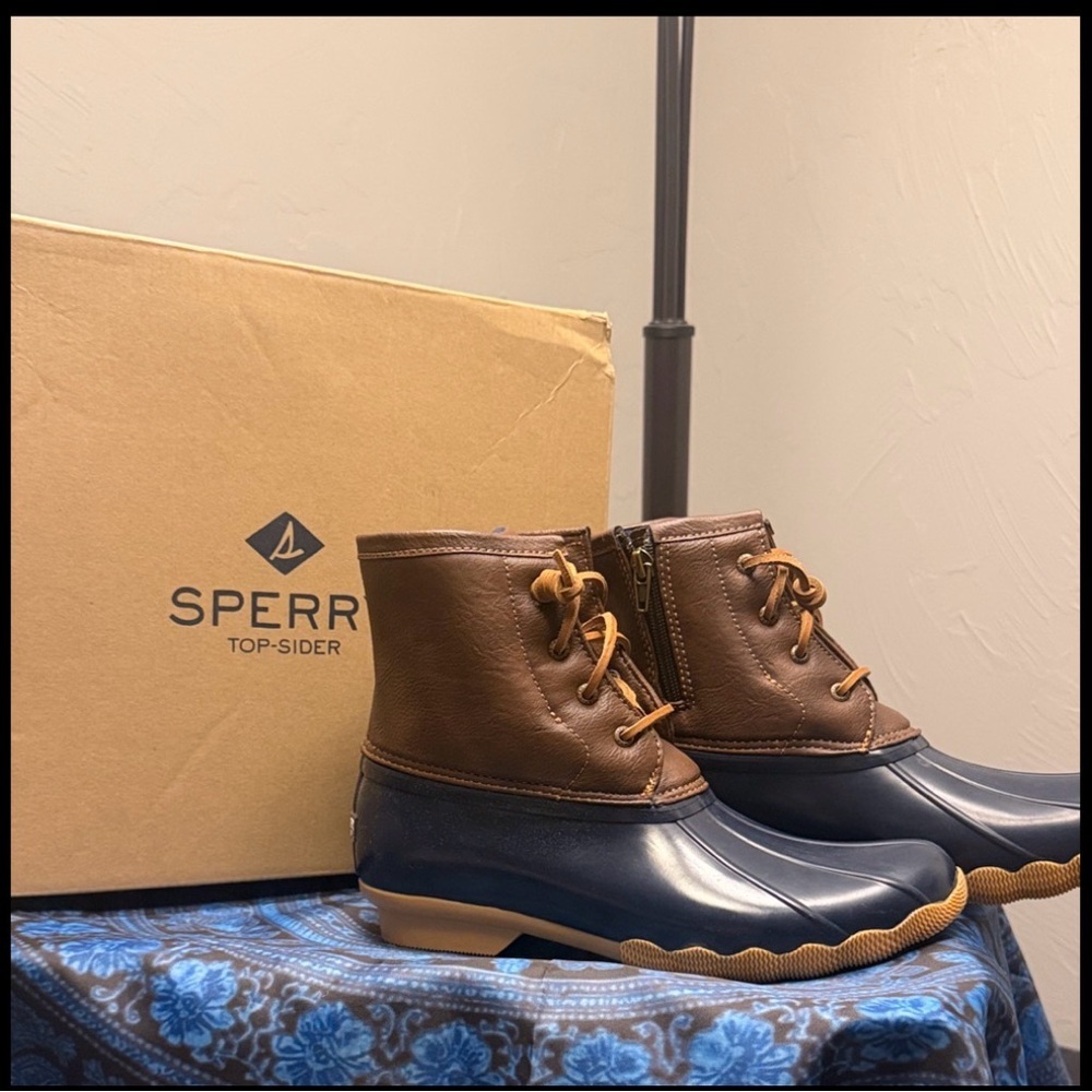 Sperry Two-Tone Brown and Navy Duck Boots